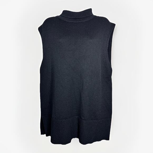 Aritzia Babaton 100% Merino Wool Tunic Sweater Vest M Black Sleeveless Essential - Picture 1 of 14